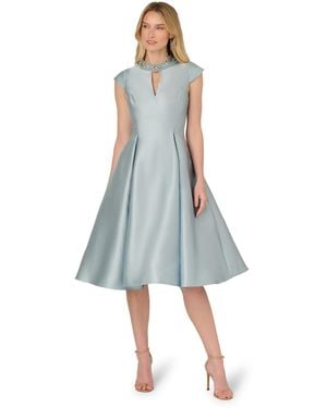 Adrianna Papell Keyhole Mikado Midi Dress - Blue