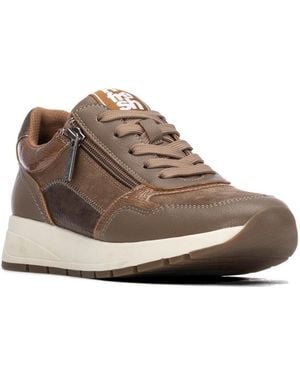Xti Refresh Collection Wedge Side-zipper Sneakers - Brown