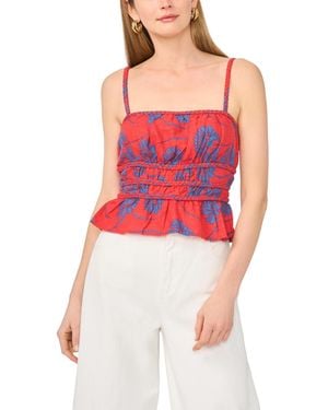 1.STATE Smocked Bodice Top - Red