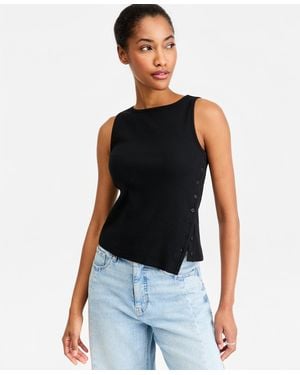 On 34th Boatneck Side Button Tank - Blue