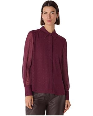 Whistles Hot Fix Sheer Embellished Shirt - Red