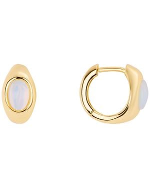 Macy's Plated Howlite Turquoise Simulated Moonstone huggie Hoop Earrings - Metallic