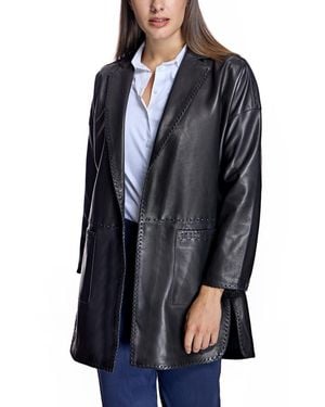 Julia & Stella By Maximilian Oversized Leather Jacket - Blue