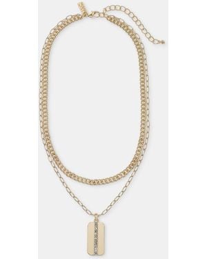 INC International Concepts Pave Dog Tag Layered Pendant Necklace - White