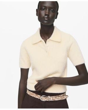 Mango Fur-effect Polo-neck Sweater - White