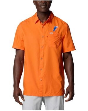 Columbia Florida Gators Pfg Slack Tide Omni-shade Button-up Camp Shirt - Orange