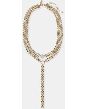 INC International Concepts Crystal Layered Lariat Necklace - White