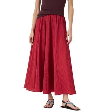 Hush Mavi Godet A-line Crinkle Midi Skirt - Red