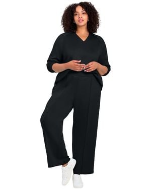 Avenue Seamed Wide Leg Pant - Black