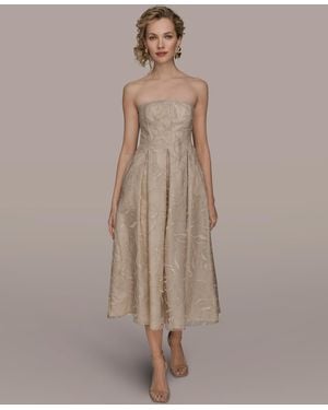 Donna Karan Strapless Fit & Flare Midi Dress - Brown
