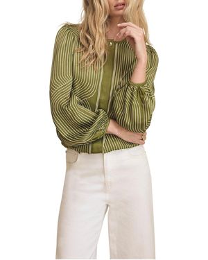 Mint Velvet Satin Printed Blouse - Green