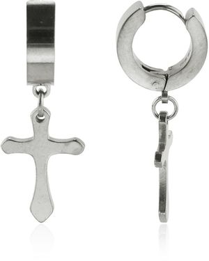 Rebl Jewelry Stainless Steel Cross Dangle - White