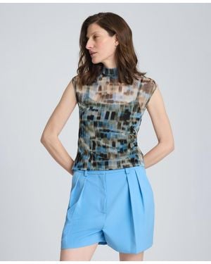 Kenneth Cole Mock Neck Tank Top - Blue