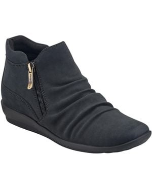 Easy Spirit Aleta Side Zipper Casual Flat Booties - Blue