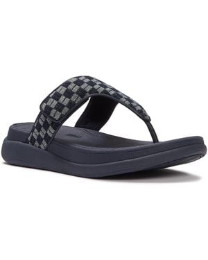 Fitflop F-mode Go Checkerboard-denim Toe-post Sandals - Blue