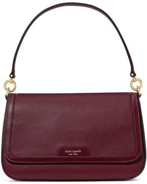 Kate Spade Hudson Small Pebbled Leather Flap Shoulder Bag - Purple