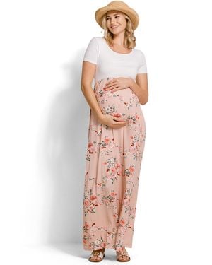 Hello Miss Maternity Floral Empire Waist Maxi Dress - Natural