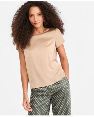 Marella Emmpanteon Boat Neck Satin Lightweight-stretch Blouse - Green