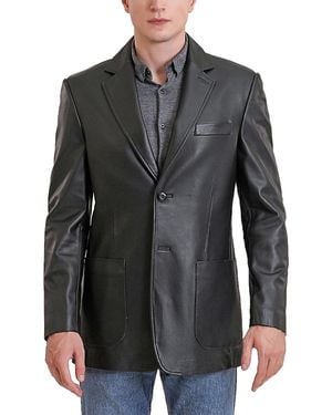 BGSD Men Kai Two-button Leather Blazer - Black