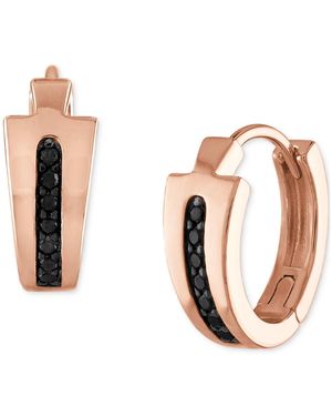 Bulova 14k Rose Gold-plated Sterling Silver Black Diamond Hoop Earrings - Pink