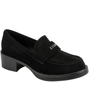 DKNY Civelli Heeled Round Toe Slip-on Loafers - Black