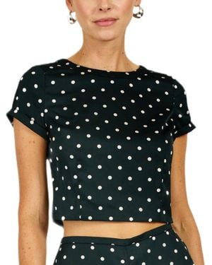 Line & Dot Sophie Polka Dot Crewneck Short-sleeve Top - Black