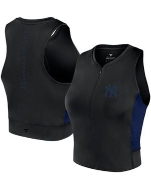 Fanatics New York Yankees Studio Half-zip Fitted Gym Tank Top - Blue