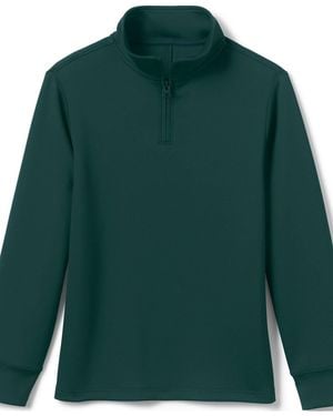 Lands' End Girls Active Performance Quarter Zip Pullover - Green