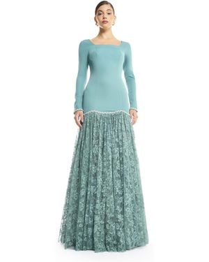 Amiri Two-tone Lace Gown - Blue