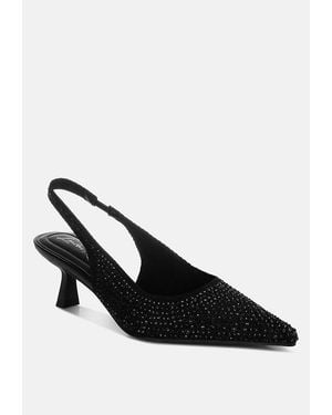 LONDON RAG Julep Flyknit Rhinestone Slingback Sandals - Black