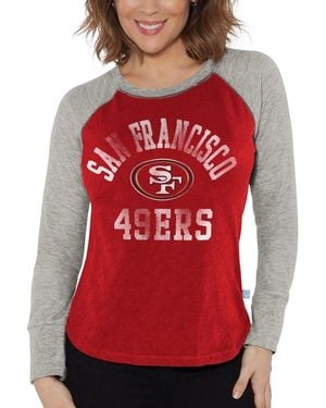 G-III 4Her by Carl Banks /heather Gray San Francisco 49ers Waffle Knit Raglan Long Sleeve T-shirt - Red