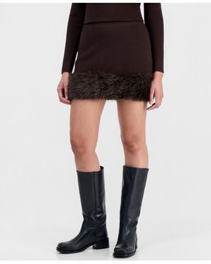 Madden Girl Faux Fur A-line Mini Skirt - Black