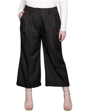 Standards & Practices Plus Size Pleated Front Cropped Wide Leg Pants - Black