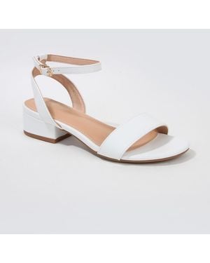 BERNESS Adara Ankle Strap Low Block Heel Sandals - Metallic