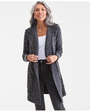 Style & Co. Open-front Hooded Cardigan - Gray