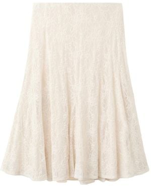 Mango Embroidered Eyelet Details Midi Skirt - White