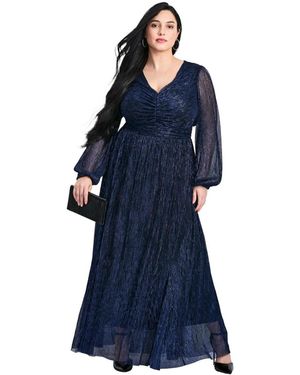 Avenue Lucia Plisse Maxi Dress - Blue