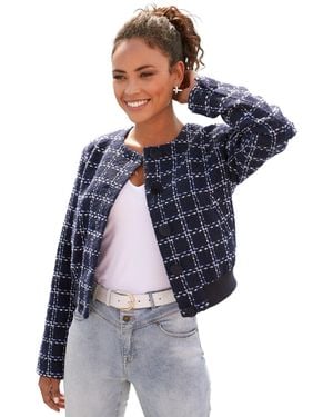 Lascana Round Neckline Tweed Jacket - Blue