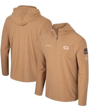 Colosseum Athletics Georgia Bulldogs Oht Military-inspired Appreciation Cloud Jersey Desert Quarter-zip Pullover Hoodie - Brown