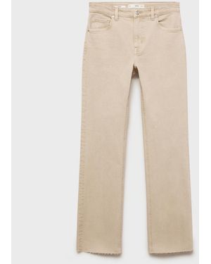 Mango Sienna Flared Cropped Jeans - Natural