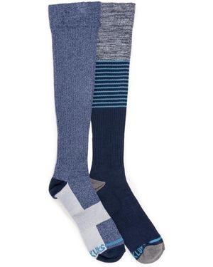Muk Luks 2 Pair Pack Compression Knee High Cotton Socks - Blue
