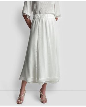 DKNY Layered Window Pane Ankle Skirt - White