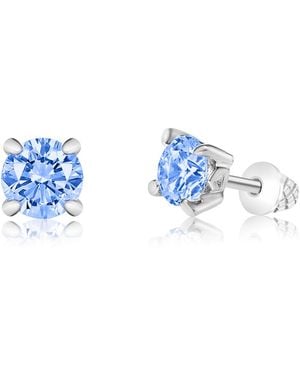 Chanteur Girls /girl/december Crystal White Gold Palladium Plating Screwstud Earring - Blue