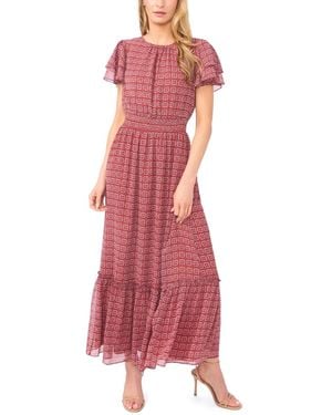 Cece Double Ruffle-sleeve Maxi Dress - Red