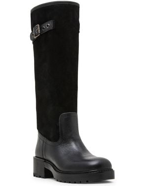Steve Madden Ramble Lug Sole Tall Riding Boots Regular Wide Calf - Black