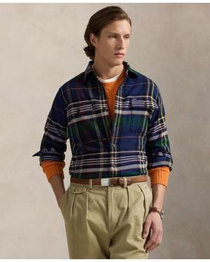 Polo Ralph Lauren Classic Plaid Brushed Flannel Workshirt - Blue