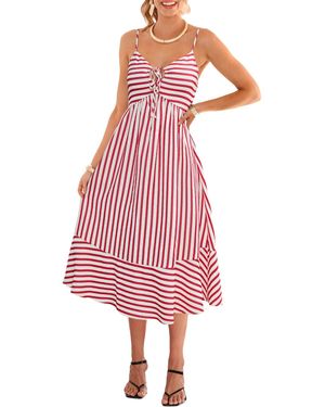 CUPSHE Dm Me Striped Midi Beach Dress - Pink