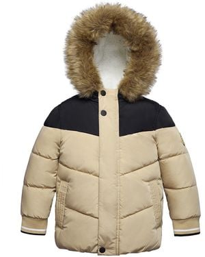 Rokka&Rolla Toddler Boys Fleece Lined Puffer Jacket Coat 2t-5t - Natural