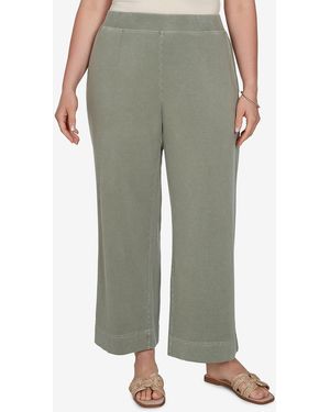 Ruby Rd. Plus Size Snow Wash Elastic Waist Pants - Green