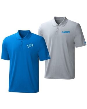 Starter Blue/silver Detroit Lions Logo Polo Shirt